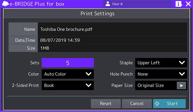 Easy selection of print settings