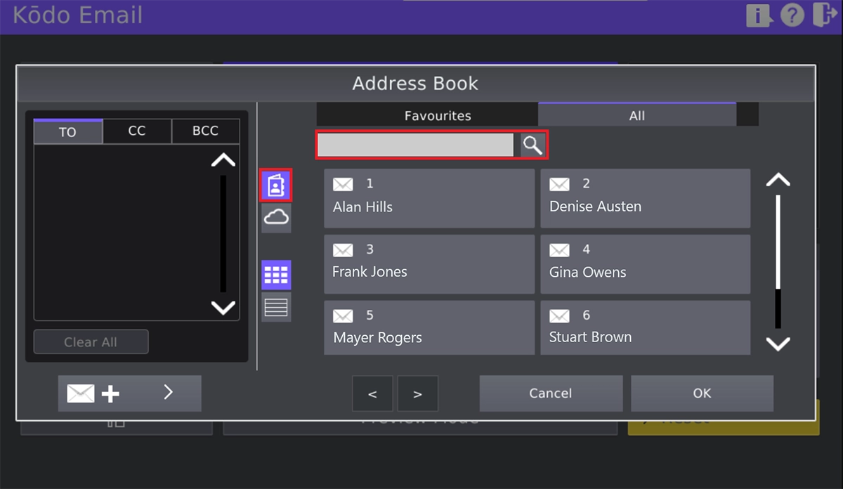Internal address book 