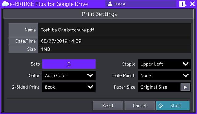 Easy selection of print settings