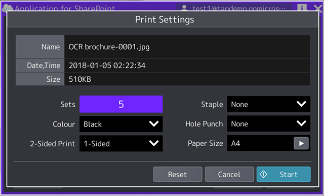 Easy selection of print settings 