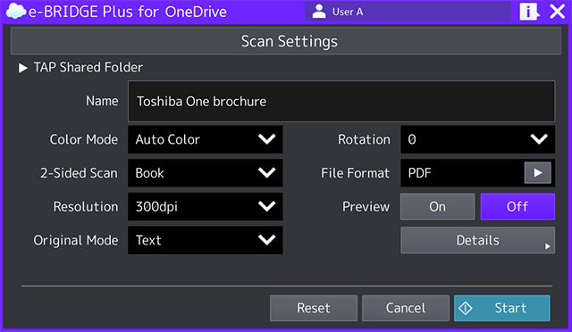 Flexible scan settings