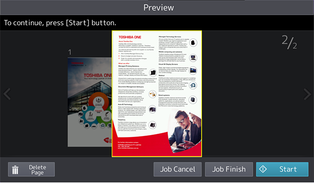 On screen proofing with page count, edit and mixed DF/platen support