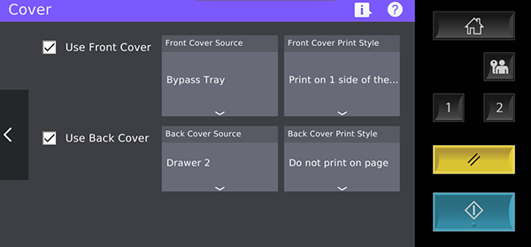 Alternate cover print option settings