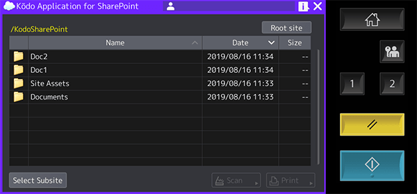 Main site with folder browse