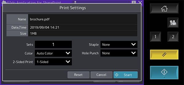Available scan settings