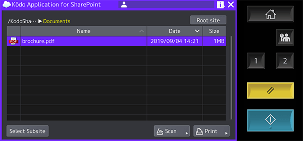 Browse and select file to print from the panel