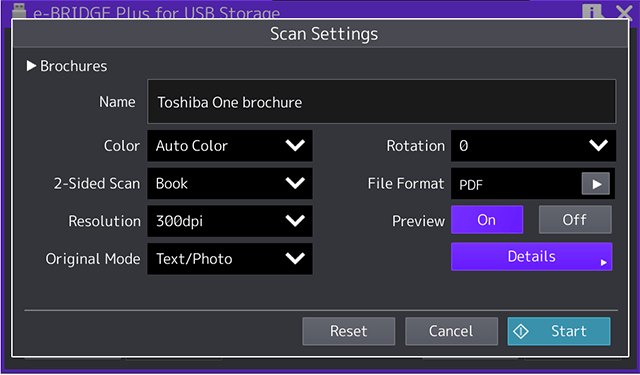 Flexible scan settings