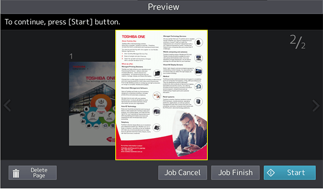 On screen proofing with page count, edit and mixed DF/platen support