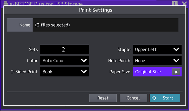 Easy selection of print settings