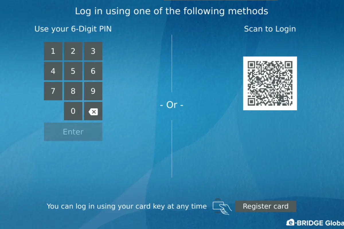 Authenticate with Swipe Card, PIN or Mobile app
