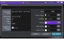 Change Print Settings at the panel